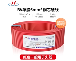 BV單股6m㎡銅芯硬線